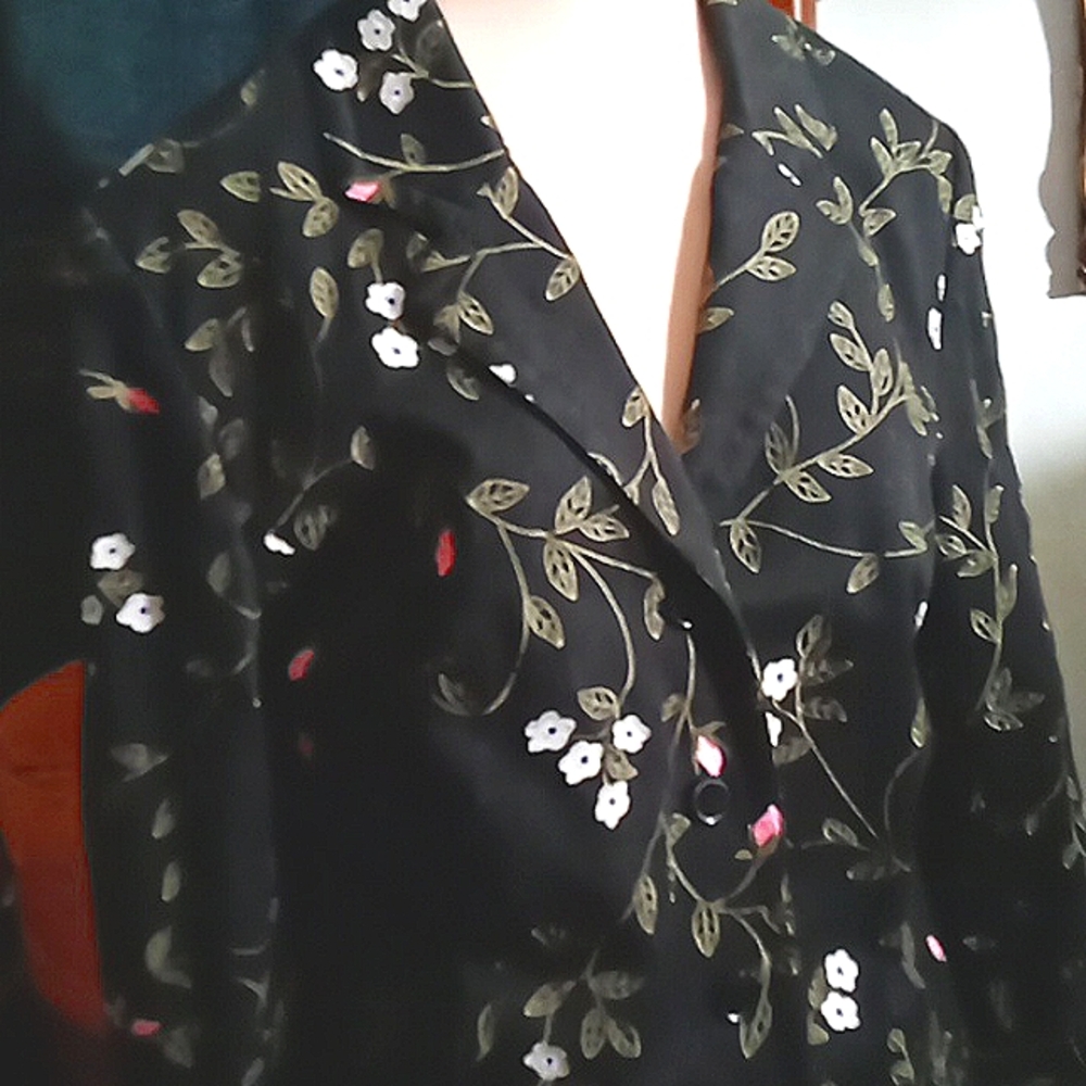 Debra Deroo cotton floral  lined blazer NWOT size Small